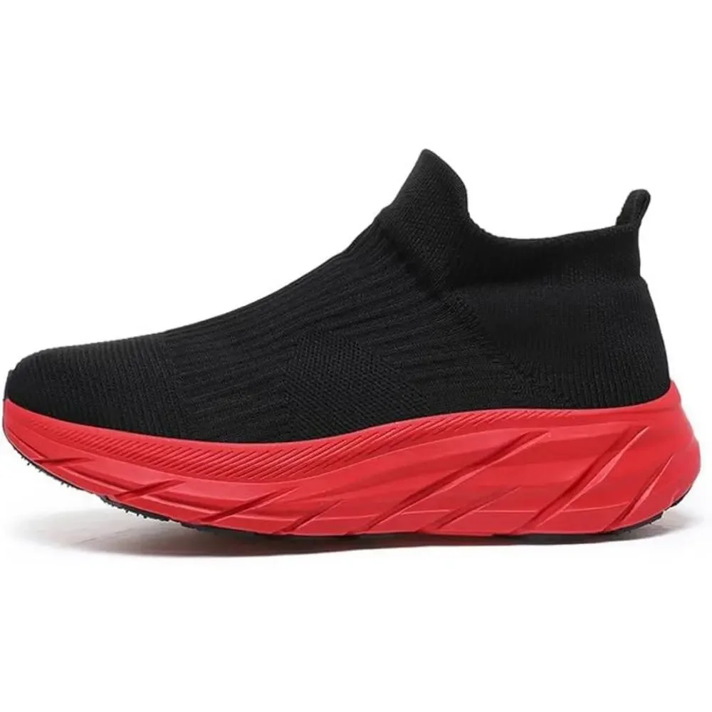 BRAND NEW ~ Unisex Black Mesh Slip On Sneakers Red Soles ~ Size 42 (11) - Picture 4 of 4
